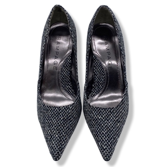 Like New - Rampage Maria 5 Stilettos Pumps Black White Tweed Fabric - Size 9 - Picture 5 of 9